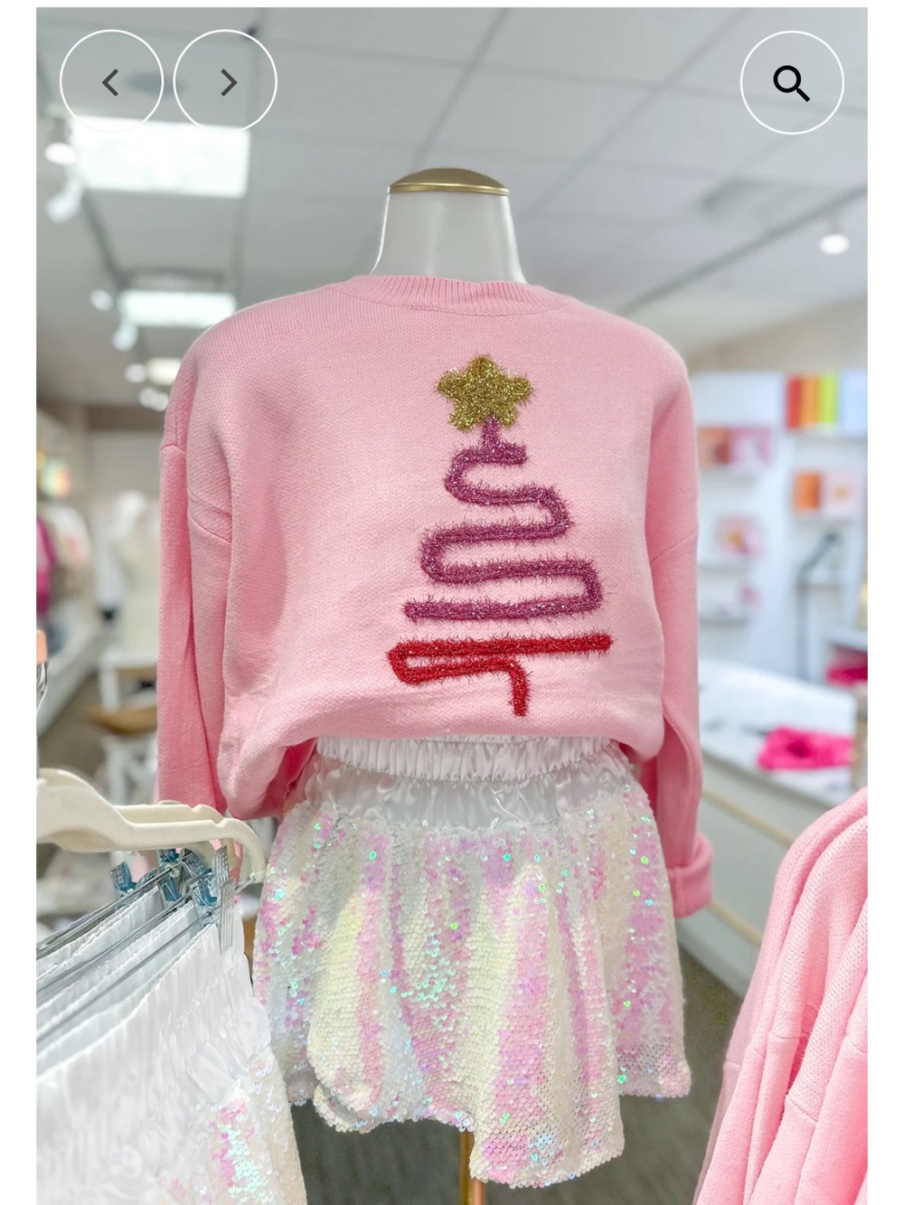 ADORA Pink Sweater with Gold and Red Accents